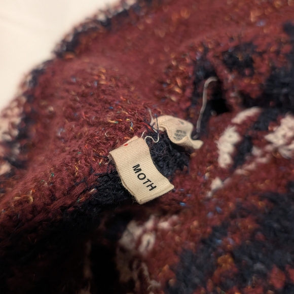 Anthropologie Moth Veras Cardigan Small Wine Red And Midnight Blue - Picture 9 of 15